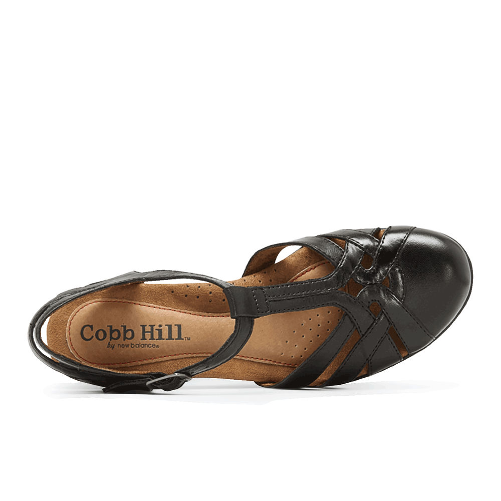 Rockport Singapore Womens Sandals - Cobb Hill Aubrey T-Strap Black - IU3852164